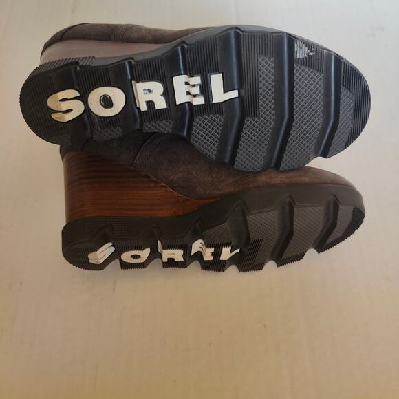 SOREL Women's Joan of Arctic Wedge III Chelsea Boot in Brown Leather size 5.5 w - Picture 7 of 9